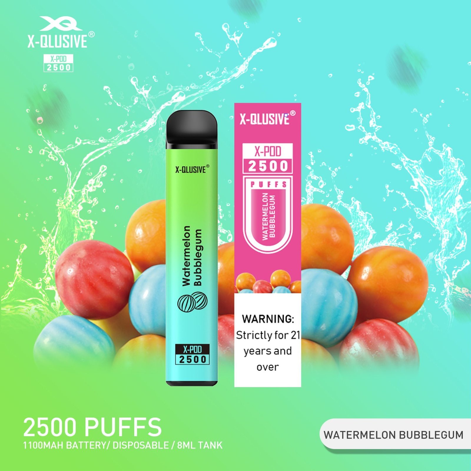 X - Qlusive X - Qlusive Watermelon Bubblegum 2500 Puffs