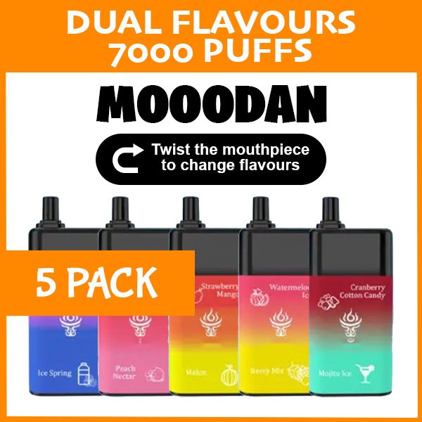 5 Pack Mooodan 7000 Puffs