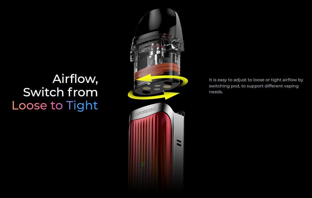 Vaporesso LUXE QS adjustable airflow from loose to tight